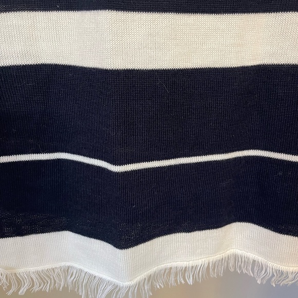 Echo For Talbot's Scarf White Navy Blue Stripes Fringe - Picture 3 of 4